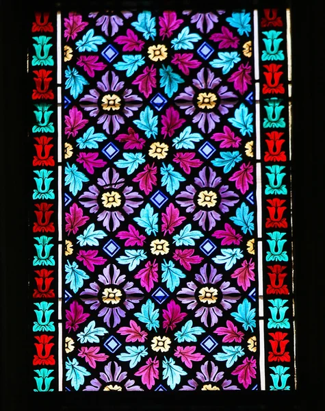 Stained Glass - Pattern of Leaves and Flowers