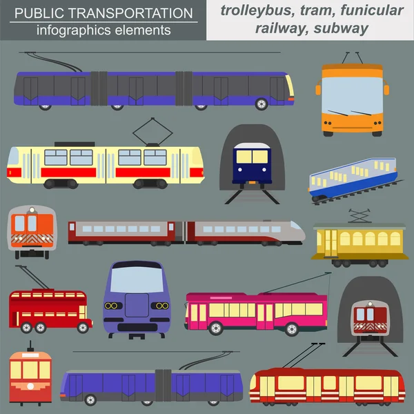 Public transportation infographics. Tram, trolleybus,subway