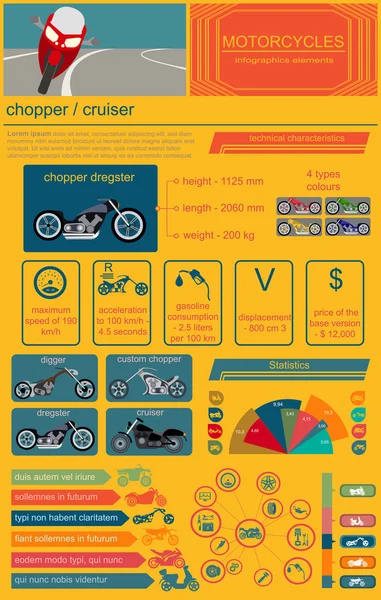 Set of motorcycles elements, transportation infographics