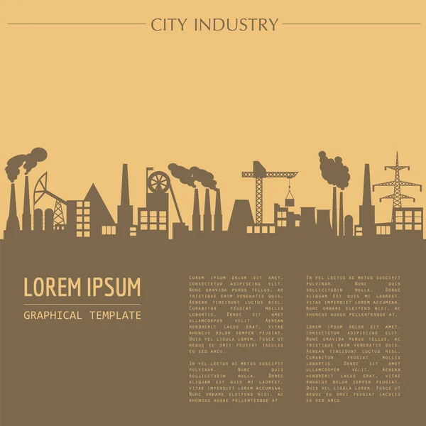 Cityscape graphic template. Industry city buildings. Vector illu