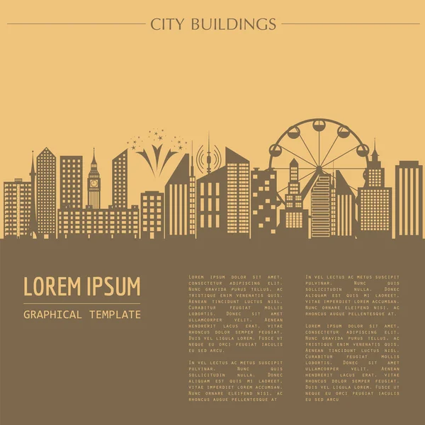 Cityscape graphic template. Modern city architecture. Vector ill