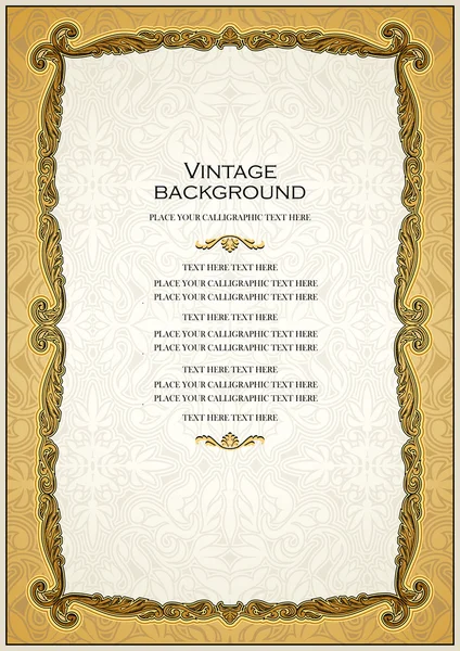 Vintage gold background, antique style frame, Victorian ornament, beautiful brochure, certificate, award\'s and diploma\'s layout