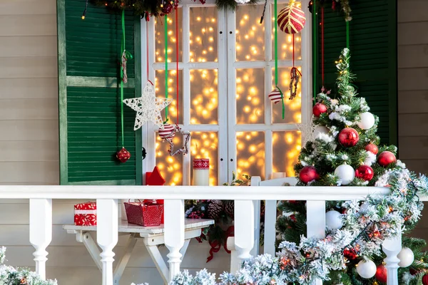 Christmas decorated porch