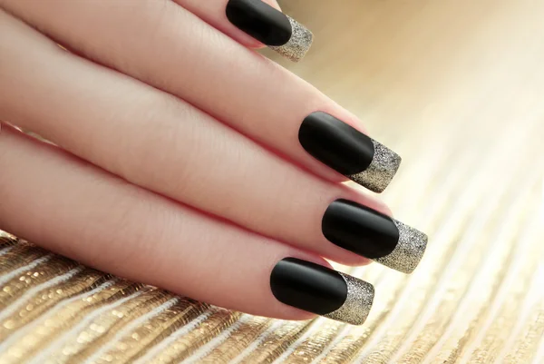 Black French manicure.