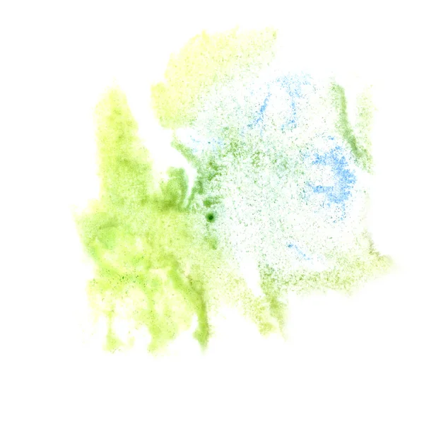 Ink blot green, gray. splatter background isolated on white hand