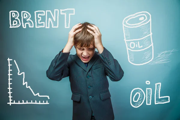 Drop in the price of oil barrel brand businessman teenager holdi