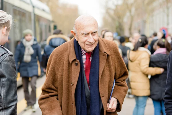 MILAN, ITALY - FEBRUARY 25, 2016: Fashionable old man attending