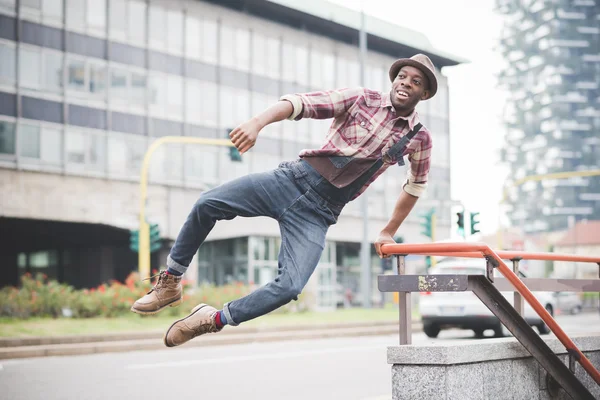 Afro black man jumping