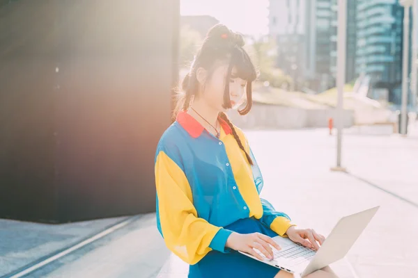 Asian millennial woman using computer