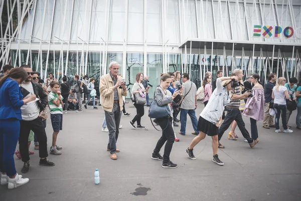 Eccentric and fashionable people during Milan fashion week 2014