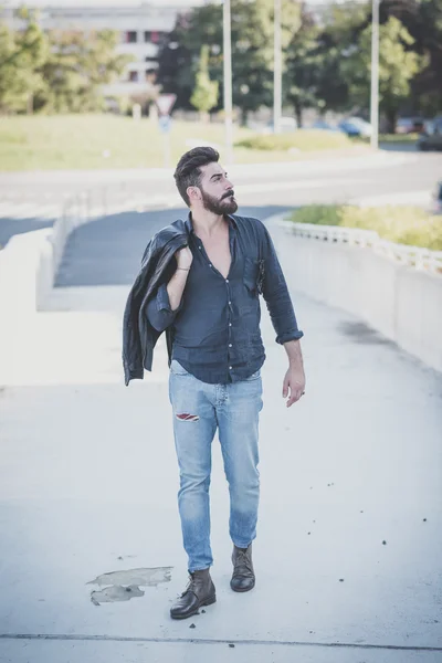 Young handsome attractive bearded model man