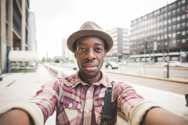 Afro black man taking a selfie