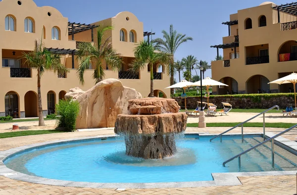 HURGHADA,EGYPT - JULY 8, 2012: a Beautiful hotel grounds in the Bay of Makadi Bay. Egypt