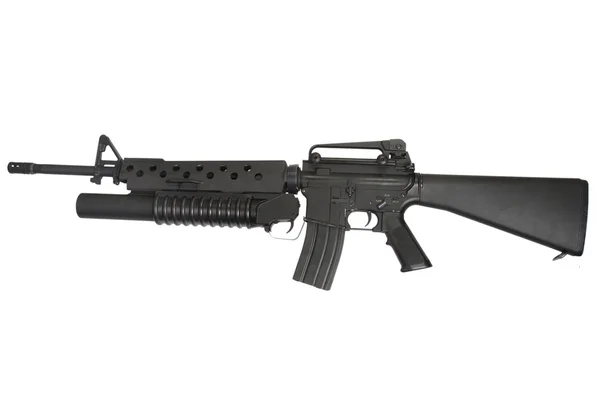 An M16 rifle with grenade launcher