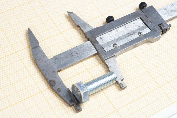 Bolt and caliper on graph paper