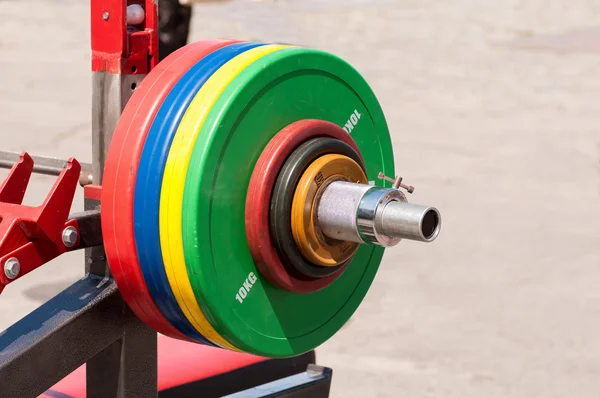 Colored barbell outdoor