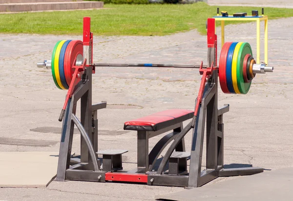 Colored barbell outdoor