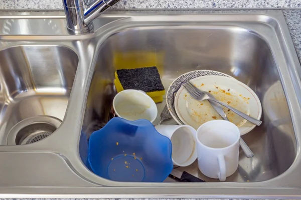 Dirty Dishes in a Kitchen Sink