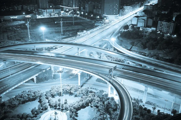 Aerial view of city viaduct road night scene