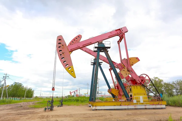 Pink Oil pump of crude oilwell rig