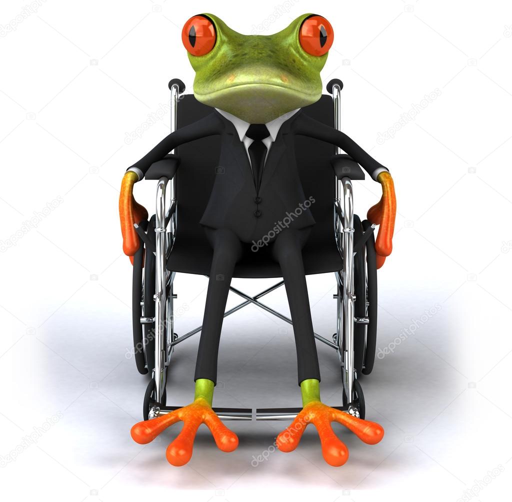 Fun frog in wheelchair — Stock Photo #58116761