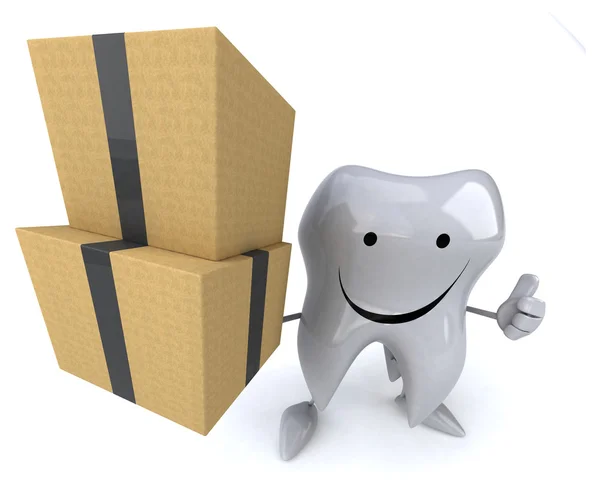Cartoon tooth with boxes