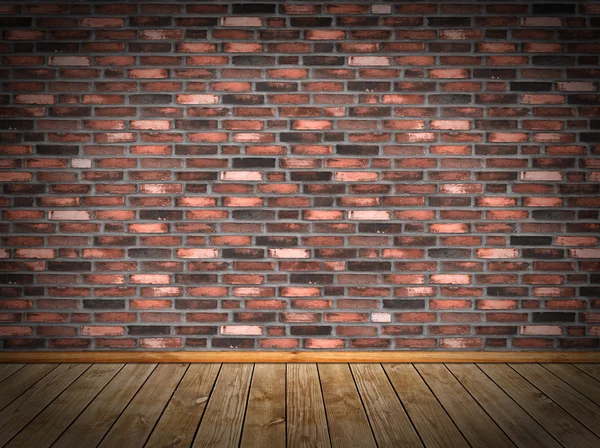 Brick wall and wood floor background.