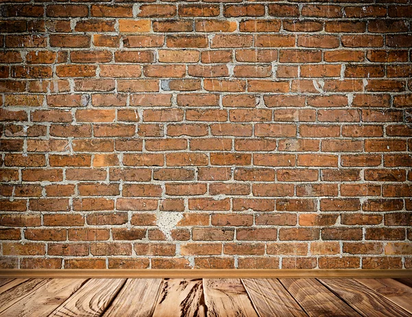Old brick wall and old wood floor background.