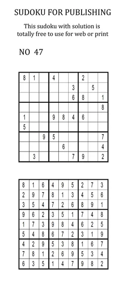 Sudoku with solution. Free to use on your website or in print.
