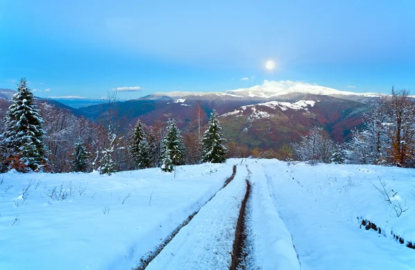 Evening way from autumn to winter and fool Moon (Carpathian, Ukr