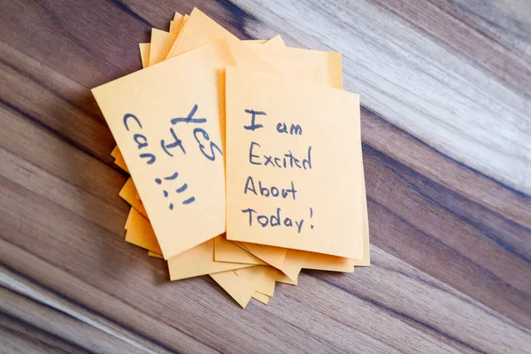 Positive messages on a desk