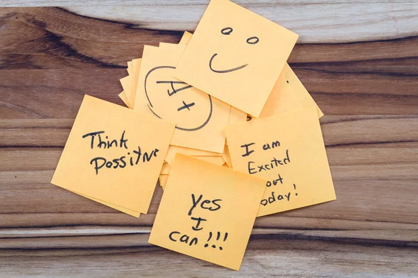 Positive messages on a desk