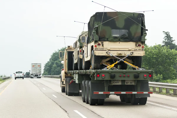 Military vehicles on the road