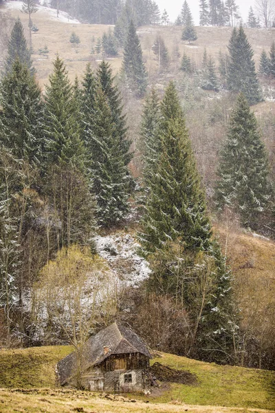 House in the village by the mountains