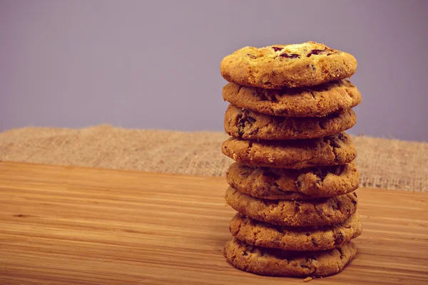 Fresh baked Stack of warm oatmeal cranberry cookies