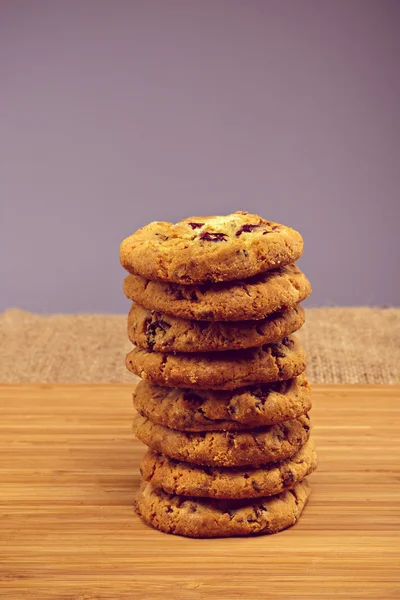 Fresh baked Stack of warm oatmeal cranberry cookies