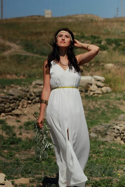 Greek woman in ancient town