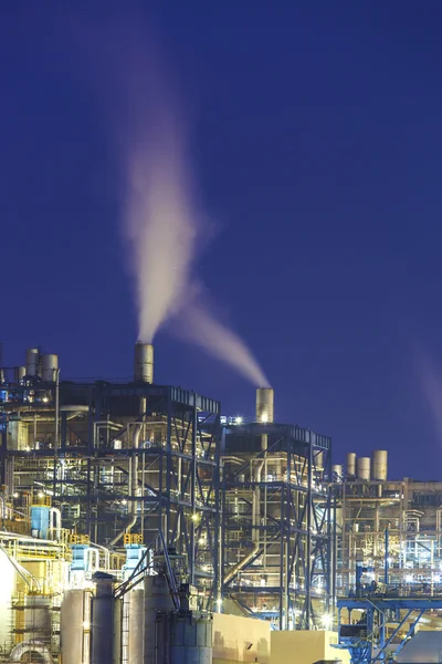 Power plant smoke at night
