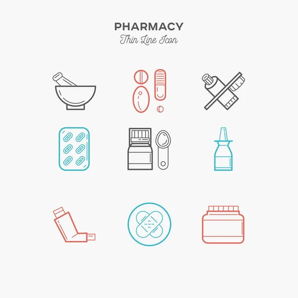 Pharmacy, Medical, Health, pills, mixture, thin line color icons