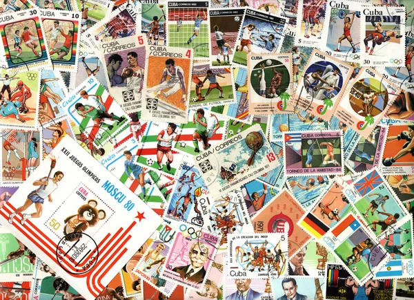 Sport - background of Cuban postage stamps
