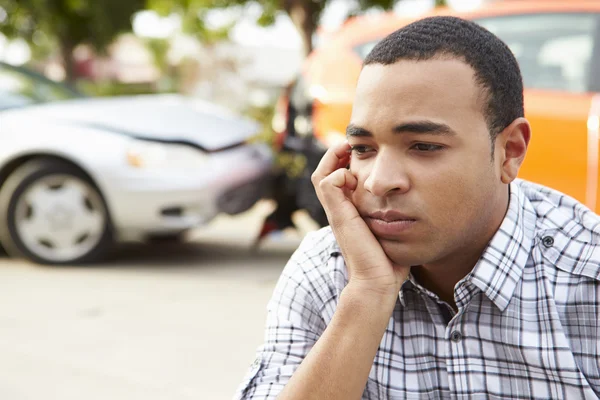 Worried Male Driver After Traffic Accident