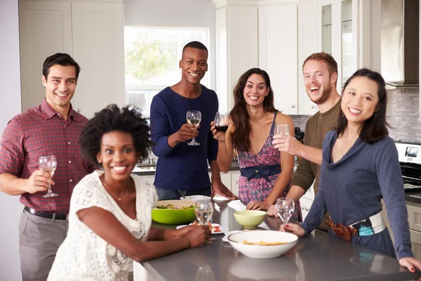 Friends Enjoying Pre Dinner Drinks At Home