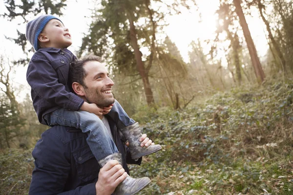 Father Carrying Son On Shoulders