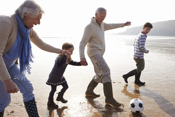 Grandparents With Grandchildren Playing Football