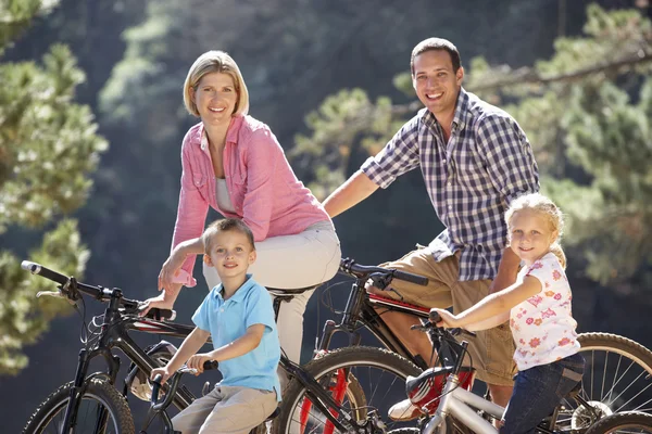 Young family on bike ride