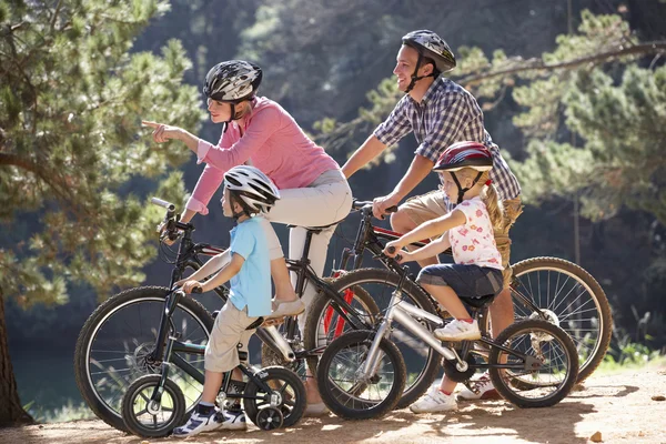 Young family on bike ride