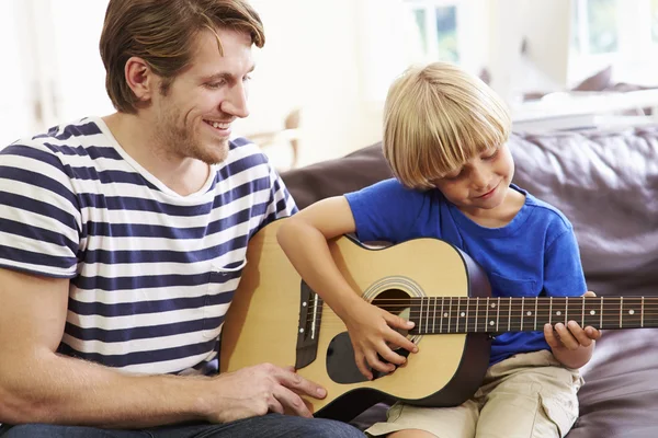 Father with Son  Play Guitar