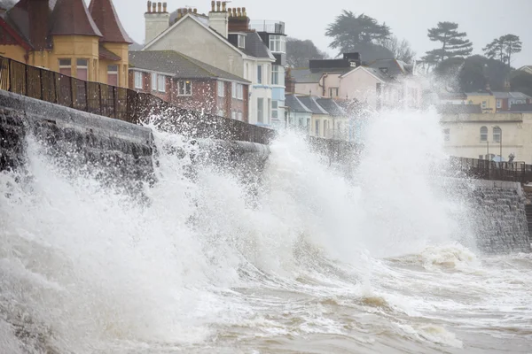 Large Waves Breaking Against Sea Wall