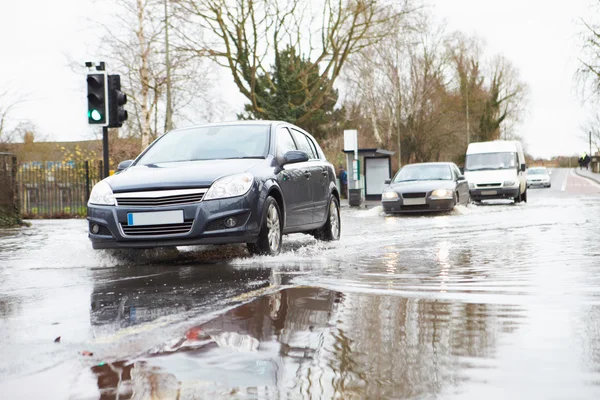 Traffic Sign On Flooded Urban Road