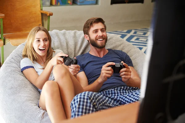 Couple Playing Video Game Together